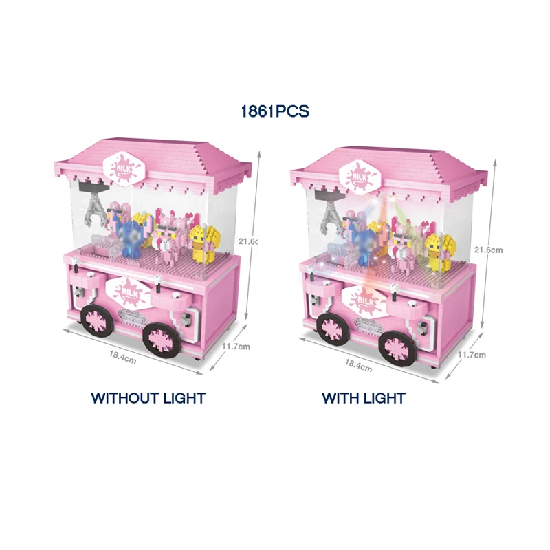 

Funny doll coupe move UFO Catcher game micro diamond block with led light bricks dudu duck Pink Panther nanobrick toys for gifts