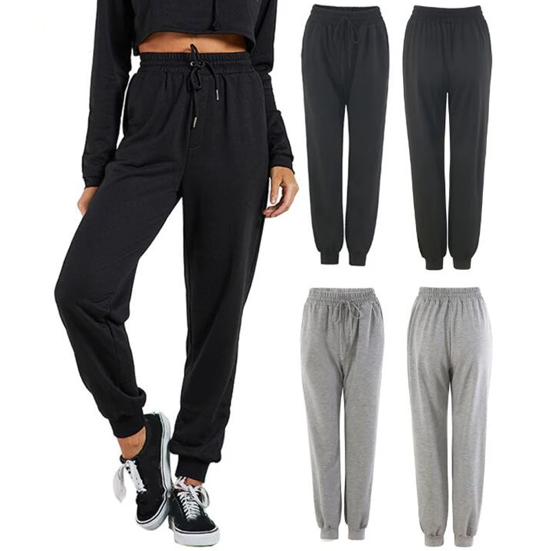 Новинка женские повседневные штаны для бега с эластичной резинкой на талии