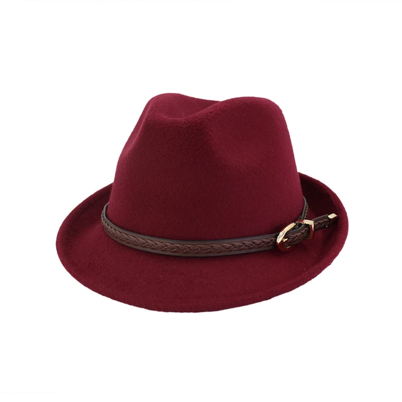 

Шляпа фетровая для мужчин и женщин, Высококачественная шерстяная шляпа с пряжкой для ремня, для официальных мероприятий, вечеринок, джаз, Тр...