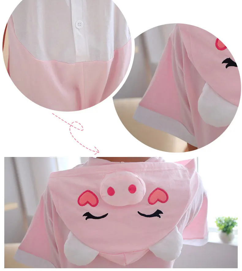 Крутая летняя Милая Пижама для девочек с мультяшными розовыми свиньями тонкая