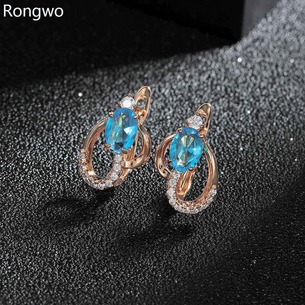 

Small Cute Cubic Zirconia Stud Earrings Blue Crystal Rhinestone Metal Quality Ear Clip Jewelry For Woman Girl Aesthetic Gift