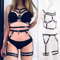 bdsm bondage harness lingerie sexy leather underwear erotic clothes garters set bra leg stockings belt sex toys accessories