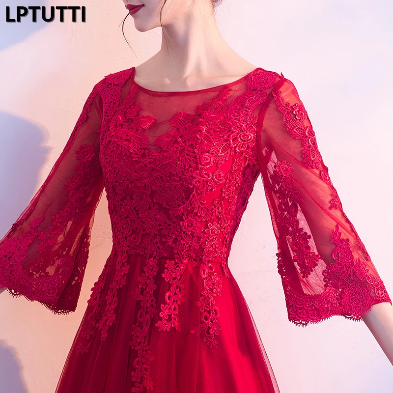 

Embroidery Lace Voile 2018 Women's Elegant Long Gown Party Proms For Gratuating Date Ceremony Gala Evenings Dresses Up 18 Z