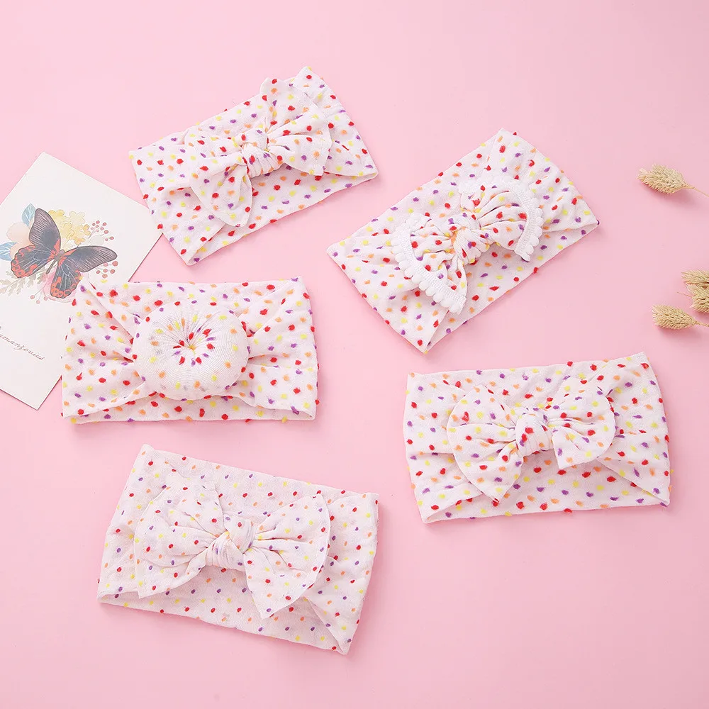 

С принтом ободок в горошек из хлопка с эластичной лентой для девочек одноцветное по индивидуальному заказу тюрбан для Детские бантики для в...