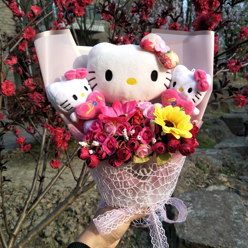 

New Soap flower cartoon cat toy bouquet toy for Valentine's Day Christmas girl friend Gifts