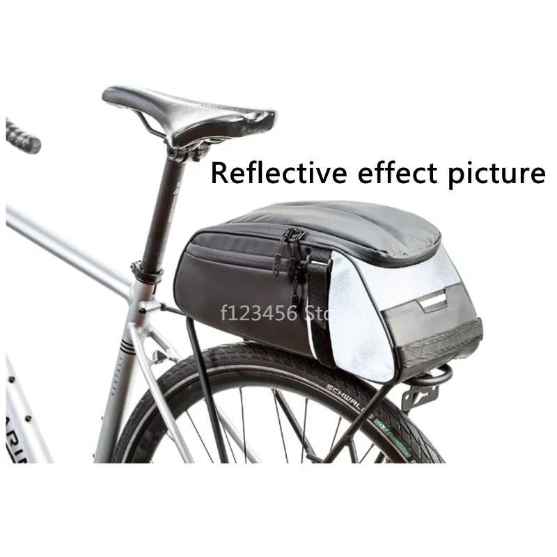 

2021 reflective waterproof bicycle bag mountain road bike trunk bag reflective riding rear rack tail seat luggage rack bag