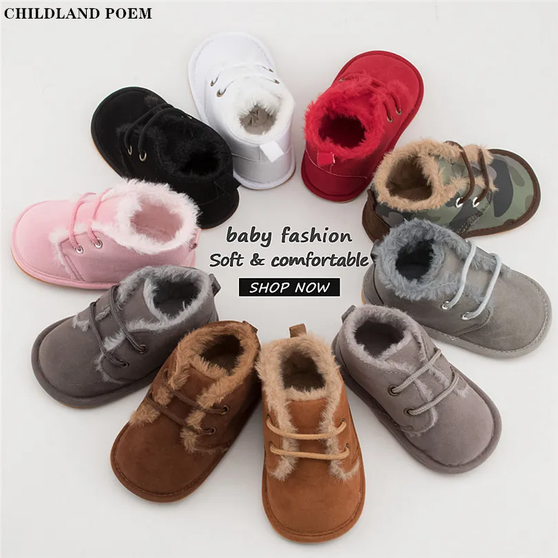 

Зимняя обувь для малышей, теплые меховые пинетки для новорожденных, обувь для маленьких мальчиков и девочек, нескользящая подошва, детские ...