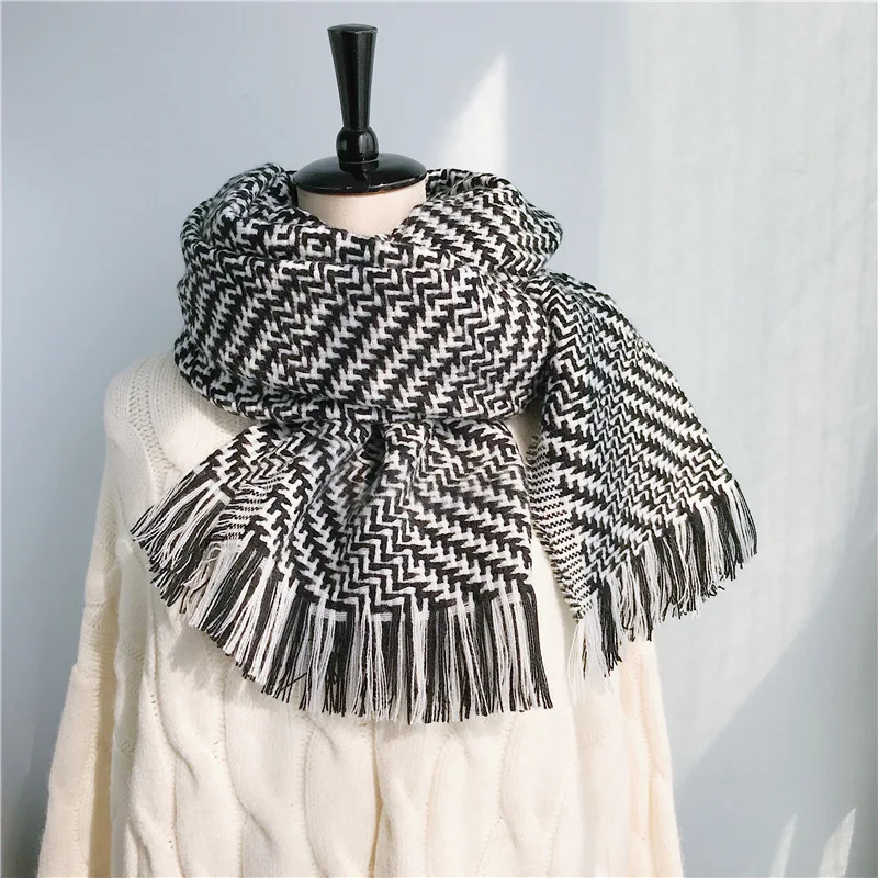 Женский зимний шарф 2019 теплые шерстяные шарфы кашемировые повседневные в клетку
