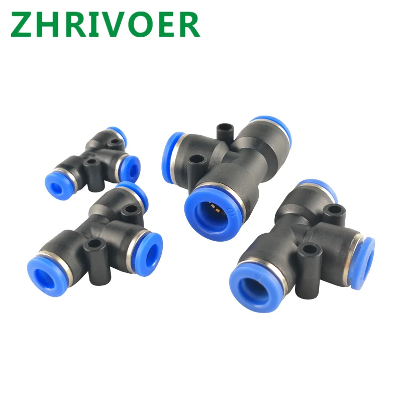 10 шт. PE4 6 8 12 мм Пневматический тройник 3-ходовой фитинг пластиковый трубный