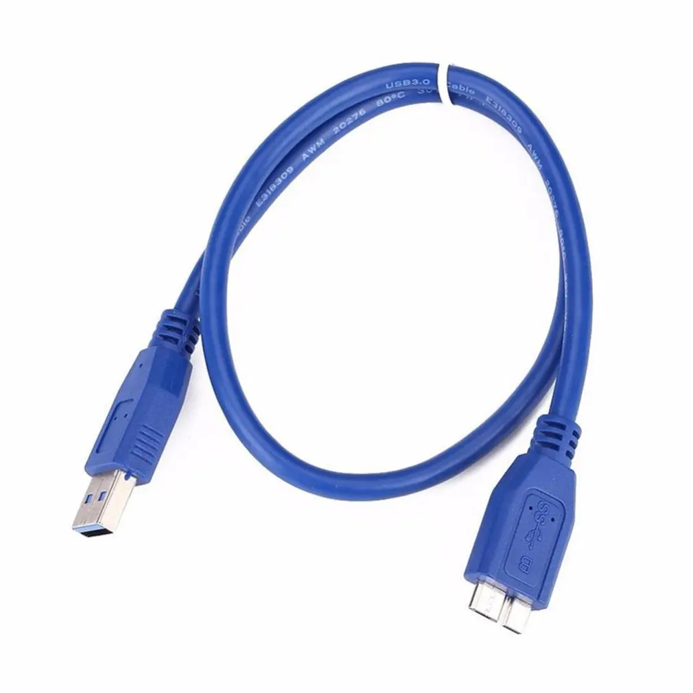 Фото Кабель USB 3,0 A-Micro B для WD Seagate для внешнего жесткого диска Samsung, многофункциональный синий кабель B №1