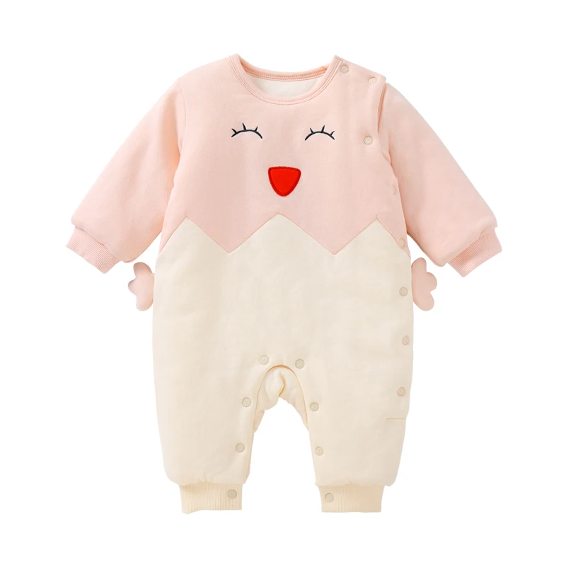 

Pureborn Newborn Baby Romper Cartoon Animal Quilted Cotton Lined Baby Jumpsuit Long Sleeve Baby Boy Clothes Winter Baby Girl