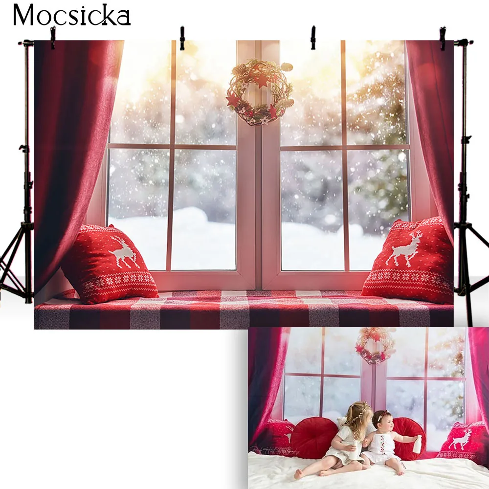 Фон для детской фотосъемки с изображением зимнего снега Рождественский фон