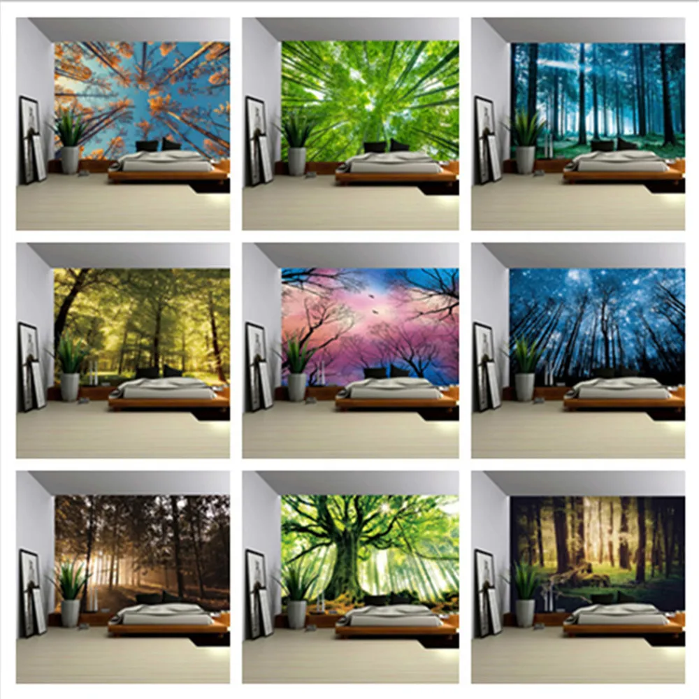 3D гобелен с принтом деревьев настенный декоративный коврик психоделическим