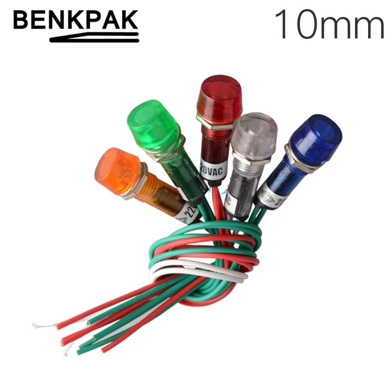 5 шт 10 мм Индикатор Пилот светильник сигнальный индикатор DC12V AC220V|indicator pilot light|pilot