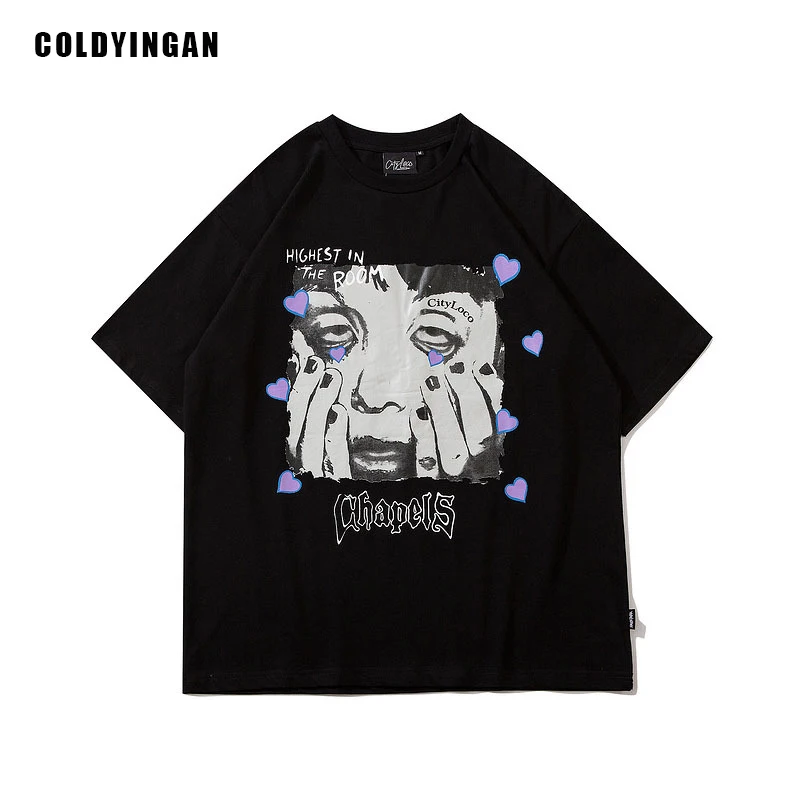 

ColdYingan Short Sleeve T-shirt Hip Hop Harajuku Style Men T-shirt Anime Print Tops Oversized T-shirt Sleeveanime Casual T Shirt