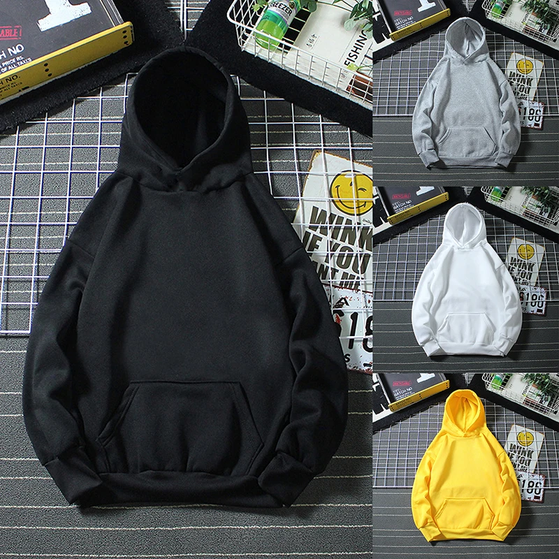 

Men Woman Hoodies Sweatshirts Fashion Solid Color Black Gray Yellow Hooded Hip Hop fleece Hoody Mens Brand Hoodie Streetwear