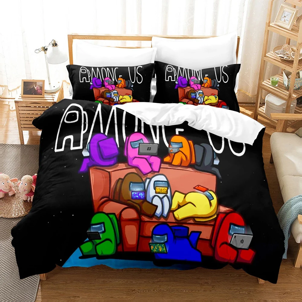 

Cartoon A mong Us Game Duvet Cover Set With Pillowcases Bedding Set For Kids Children Bed Linen Cute Bed Sets Drop Ship