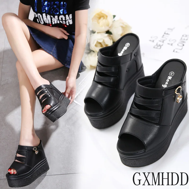 

Shoes Woman 2022 Peep Toe Slippers Women Summer Pantofle Heeled Mules Luxury Slides Platform New Heels Designer Flat