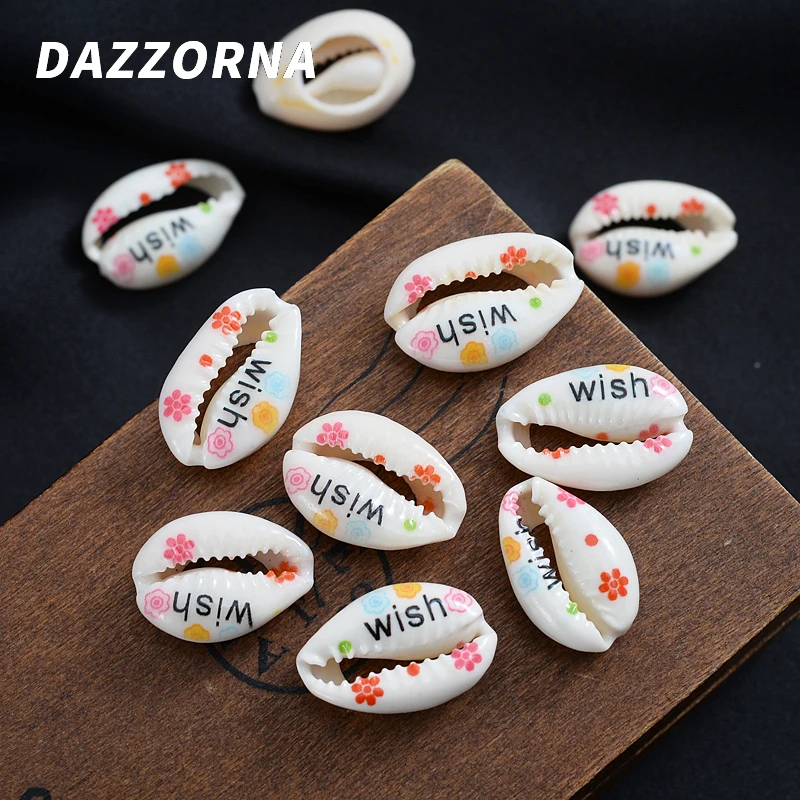 10 шт./упак. Овальный Форма леггинсов с цветочным принтом бусины из натуральных