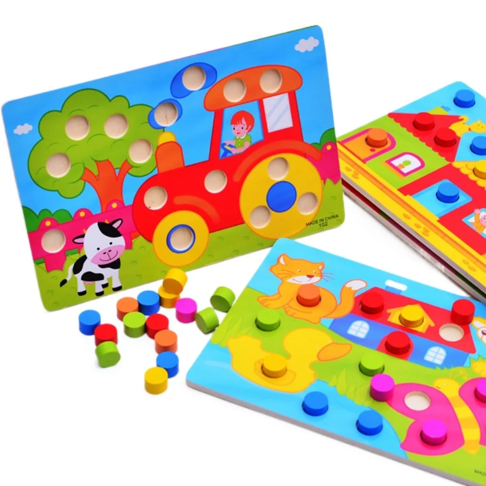 

1 Set Montessori Wooden Toys Puzzles Tangram Jigsaw Board Educational Early Learning Cartoon Wood Puzzles Kids Toys for Children