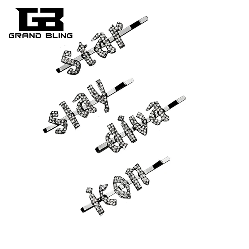 Заколки для волос с кристаллами и буквенным принтом заколки аксессуары