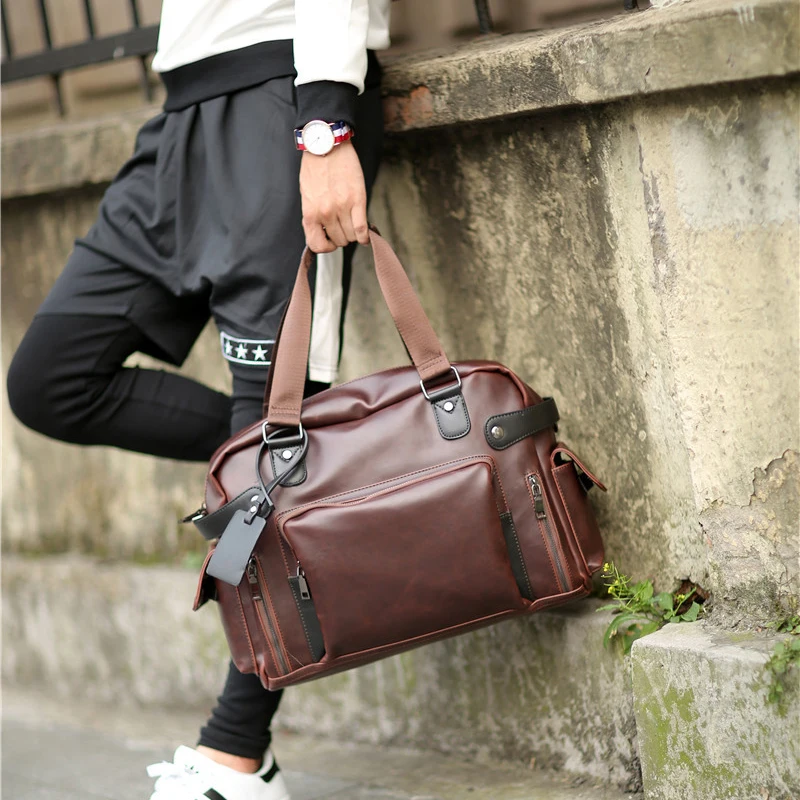 

VICUNA POLO Trendy Vintage Design Leather Travel Bag For Men Large Capacity Mens Tote Handbag Shoulder Bags sac femme Hot Sell