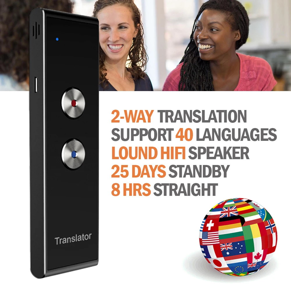 

Portable T8 Smart Voice Speech Translator Two-Way Real Time 30 Multi-Language Translation For Learning Travelling Business Meet