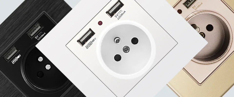SRAN французская стандартная розетка с USB Розетка с защитной дверью стеклянная панель 86*86 мм