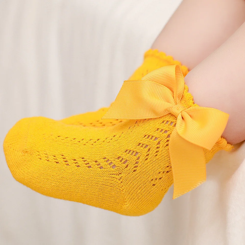 

0-5Years Spring summer Kids Toddlers Girls cute Big Bow Short Socks Cotton Lace Baby Socks Kids socks kids Princess socks meias