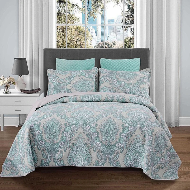 1 шт. покрывало для кровати + 2 наволочка сине белый фарфоровый стиль