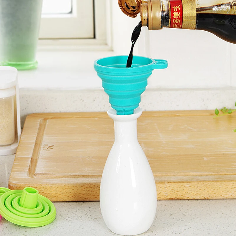1 шт. Новый мини Силиконовый складной воронки кухонные инструменты