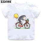 Милые детские футболки с рисунком ежика и животных, забавные детские футболки для мальчиков, детские летние топы с коротким рукавом, одежда для девочек, HKP2307