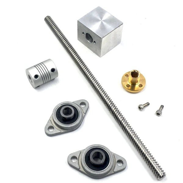 

1Set 200mm Length 8mm Dia Silver Vertical 2mm Lead Screw Rod & Pillow Block Mounted Bearing T8 Lead Screw Kit for 3D Printer