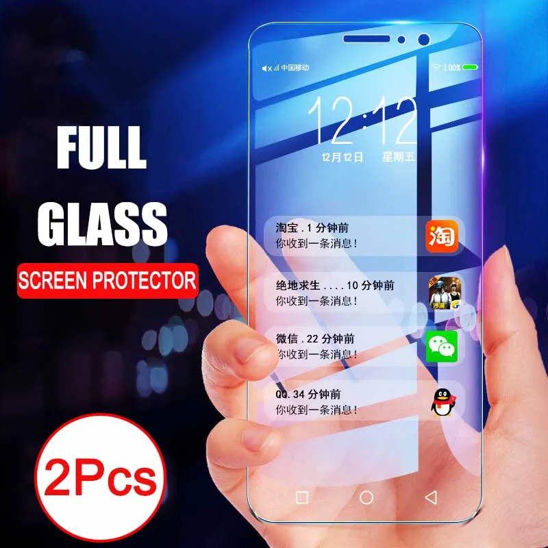 2 шт полностью покрытое закаленное стекло для Huawei Mate 9 10 Pro защита экрана анти Blu-Ray