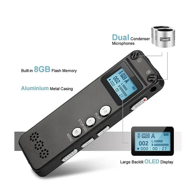 Профессиональный диктофон 8 ГБ USB цифровой аудиодиктофон WMA mp3-плеер | Электроника