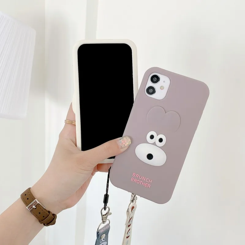 

Cute cartoon long ears dog silicone soft rubber couple style Case For iPhone 12 mini 11 pro max X XR XS Max 7 8 plus Back cover