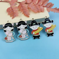 jeque 10pcs alloy couples pendants cartoon character enamel charms girl boy dangles fit diy earring necklace jewelry accessory