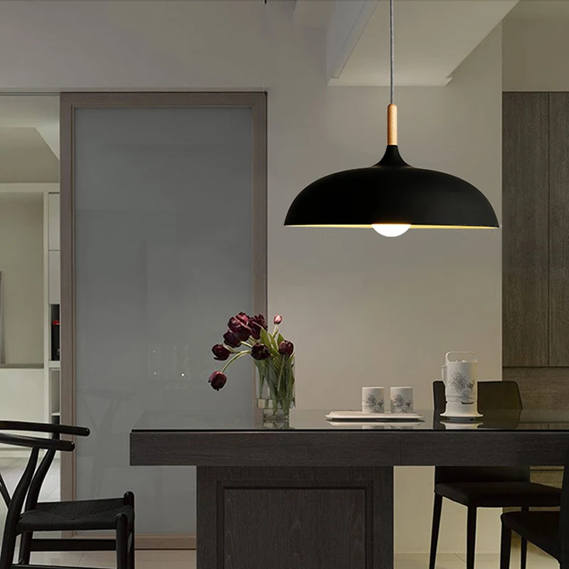 

Minimalist Modern Pendant Lamps E27 Wood & Aluminum Lampshade Hanging & Pendant Lights 110V 220v for Art Fashion Decor Luminaire
