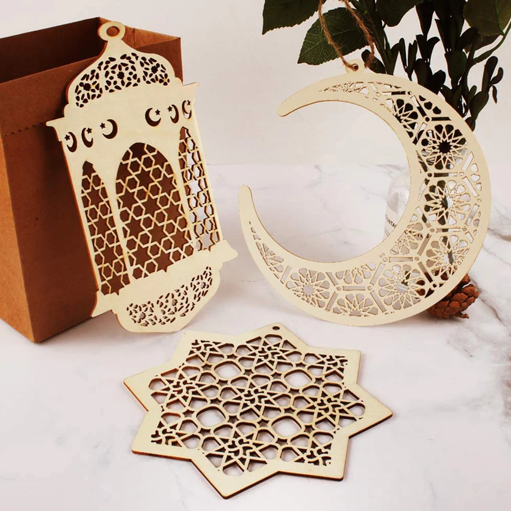 

Eid Mubarak Ramadan Decor 6pcs Wood Eid Mubarak Pendants Ramadan Kareen Home Door Hanging Decor DIY Islamic Party Wreath Supplie