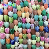tulip shape coral beads for jewelry making necklace bracelet 11x8mm carved mixed color artificial coral flower beads wholesale