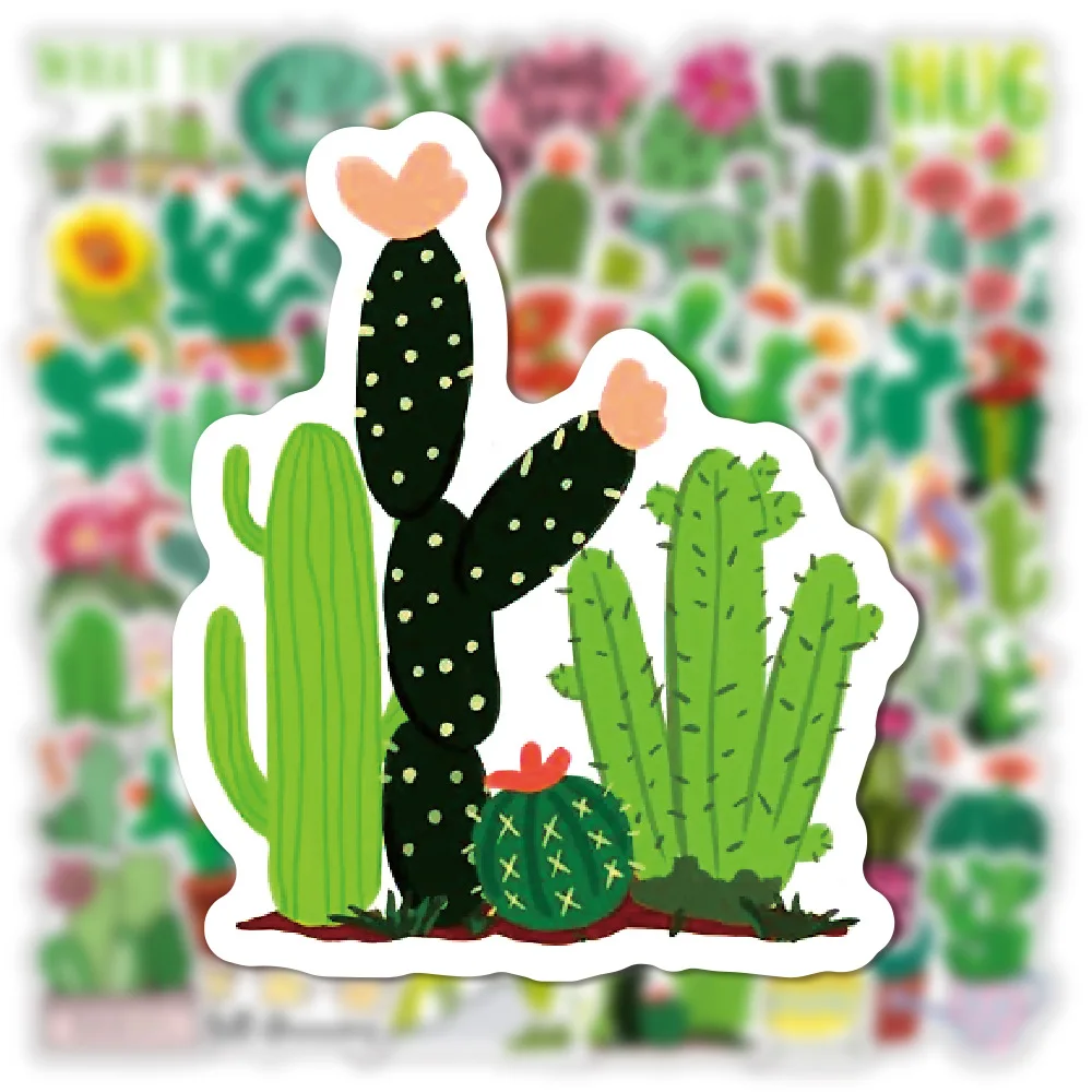 

50 PCS Cute Cartoon Lovely Plant Cactus Stickers Funny Laptop Guitar Skateboard Luggage Waterproof Graffiti Spoof Kids Toys