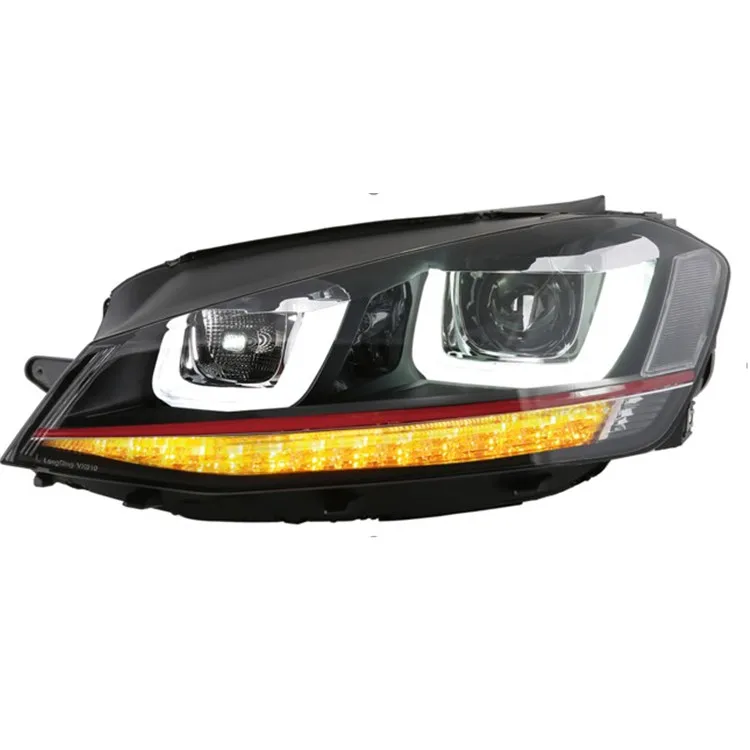 2014 для Volkswagen Golf7 красный и Хромированный trim strips двойной U светодиодный DRL Streamer