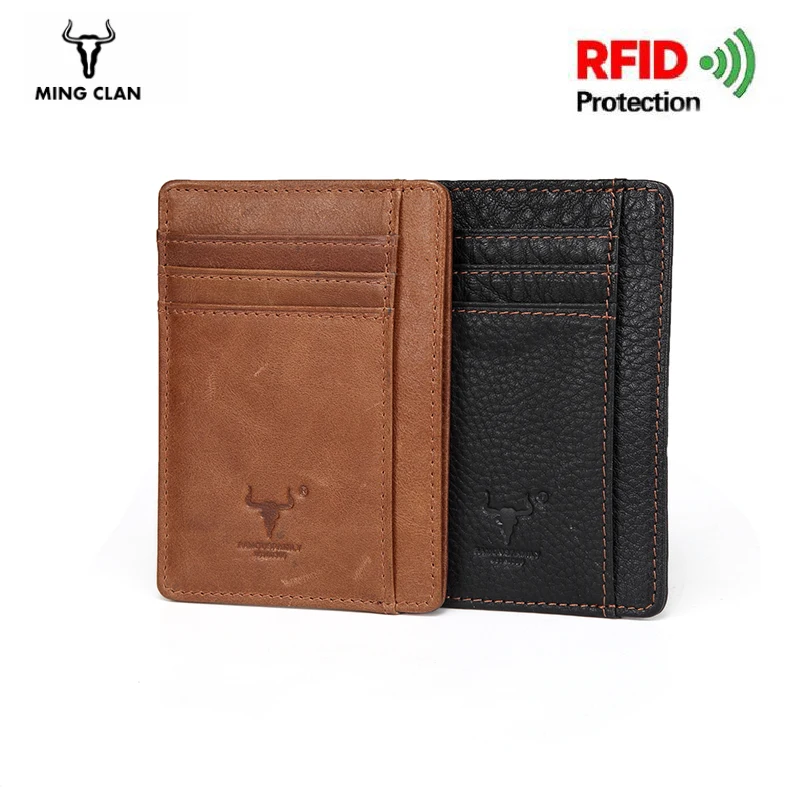 Тонкий чехол из 100% натуральной кожи с RFID защитой и отделением для карт|Держатели
