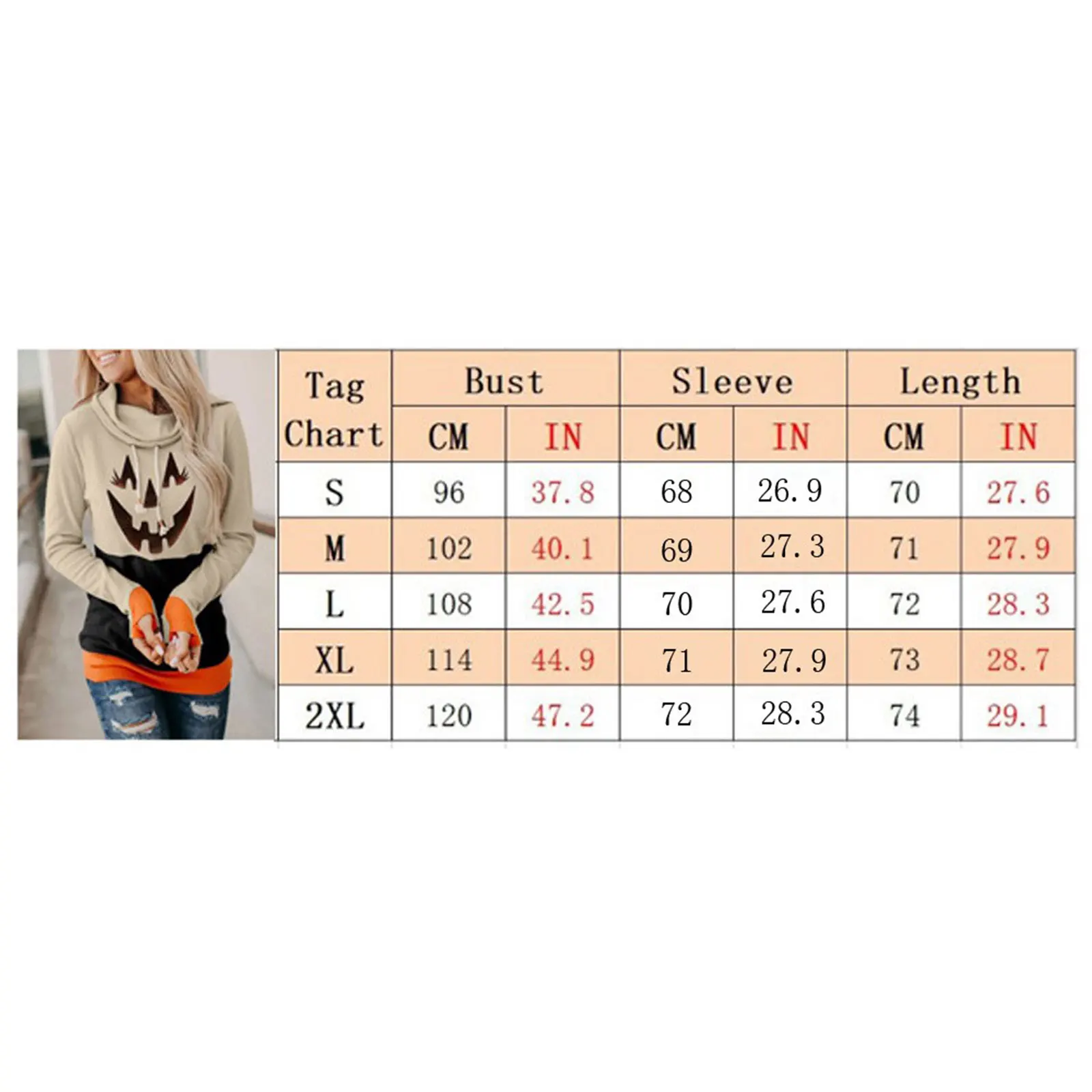 

Women sweatshirt hooded Tops Pumpkin Print Long Sleeves Finger Cuff Drawstring Autumn Clothes for Halloween Carnival pullover