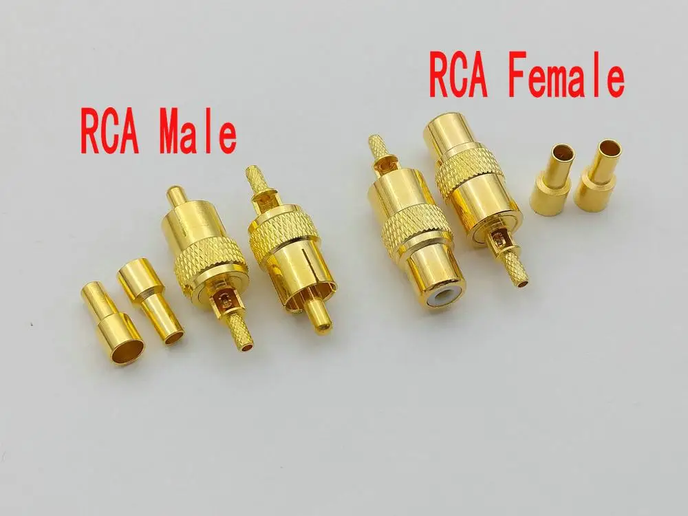 2 шт. латунные RCA папа/RCA мама коаксиальный кабель адаптер для кабеля RG174