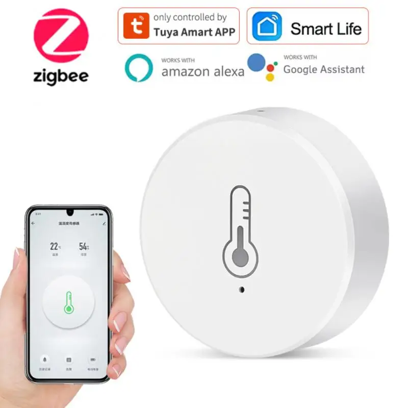 

Датчик температуры и влажности ZigBee, дистанционный монитор с управлением через приложение Tuya Smart Life, работает от аккумулятора, работает с ALexa ...