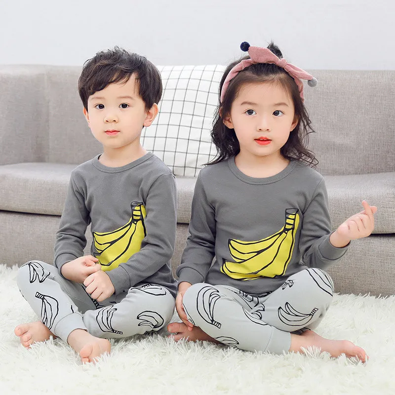 

New Autumn Winter Boys Girls Sleepwear Cartoon Pajamas Sets Long Sleeved Pyjamas Kids Boys Clothes Homewear Suit Pijama Infantil