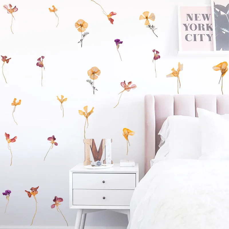 

Art Watercolor Flower Wall Sticker Decoration Living Room Background Sticker Wallpaper Girl Bedroom Room Home Decoration