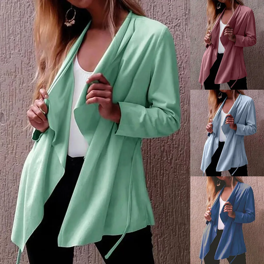 Женская верхняя одежда пальто куртки Модный женский однотонный кардиган с