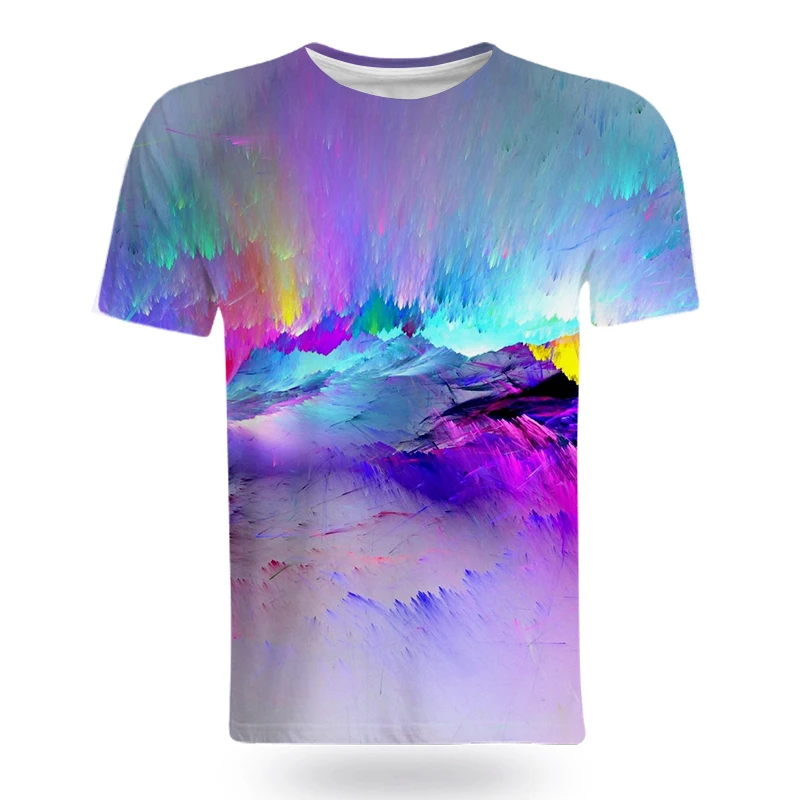 

2021 New Summer Man colorful world Print Harajuku Summer Tshirts Casual Round Neck Short Slee Top Tee Shirt